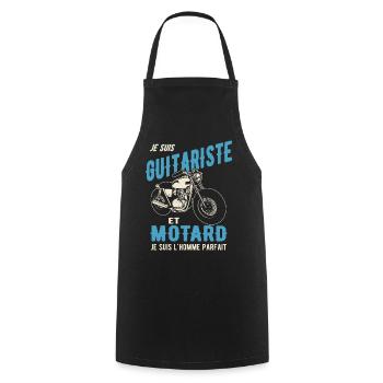 guitariste et motard l'homme parfait - Tablier de cuisine - noir - Devant - AI Model Male 185 dark (185cm)