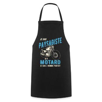 paysagiste et motard l'homme parfait - Tablier de cuisine - noir - Devant - AI Model Male 185 dark (185cm)