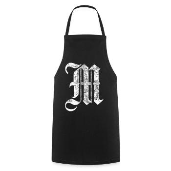 Tshirt alphabet initial M - Tablier de cuisine - noir - Devant - AI Model Male 185 dark (185cm)