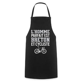 L'Homme Parfait Est Breton Cycliste - Tablier de cuisine - noir - Devant - AI Model Male 185 dark (185cm)