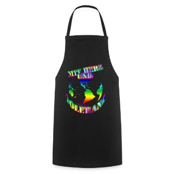 with heart and tolerance World - Cooking Apron - black - Front - AI Model Male 185 dark (185cm)