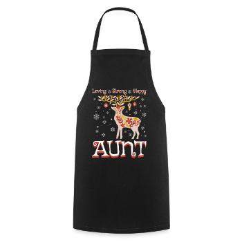 Renne De Noël Tata Femme Tante - Tablier de cuisine - noir - Devant - AI Model Male 185 dark (185cm)
