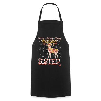 Christmas Reindeer Daughter Woman Sister - Cooking Apron - black - Front - AI Model Male 185 dark (185cm)