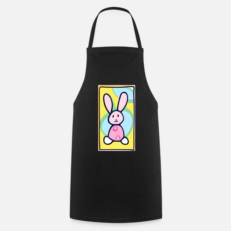 Lapin de Pâques Pastel Bunny sur fond jaune - Tablier de cuisine - noir