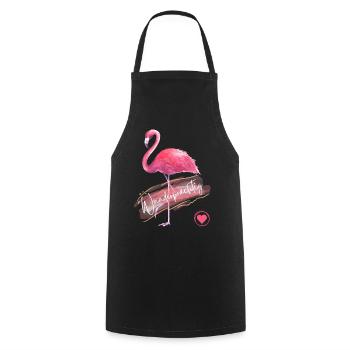 Wunderprächtig - Flamingo pink - Wortschätze - Kochschürze - Schwarz - Vorne - AI Model Male 185 dark (185cm)