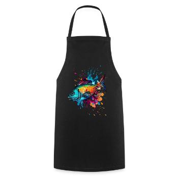 Poisson coloré - Tablier de cuisine - noir - Devant - AI Model Male 185 dark (185cm)