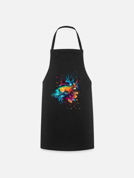 Colorful fish - Cooking Apron - black