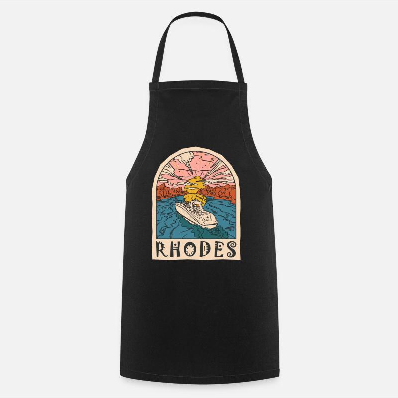 Rhodes Holidays Beach Greece - Cooking Apron - black