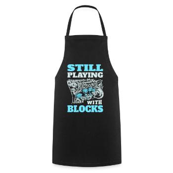 Still playing with blocks, Mechanics Engine Block - Cooking Apron - black - Front - AI Model Male 185 dark (185cm)
