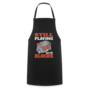 Still playing with blocks, Mechanics Engine Block - Cooking Apron - black - Front - AI Model Male 185 dark (185cm)