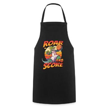 Basketball Dino T-Rex Player Sports Comic Cartoon - Cooking Apron - black - Front - AI Model Male 185 dark (185cm)