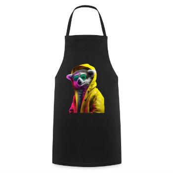 Lémurien avec lunettes de soleil Coloré Cool Lémurien à queue annelée animal forestier - Tablier de cuisine - noir - Devant - AI Model Male 185 dark (185cm)