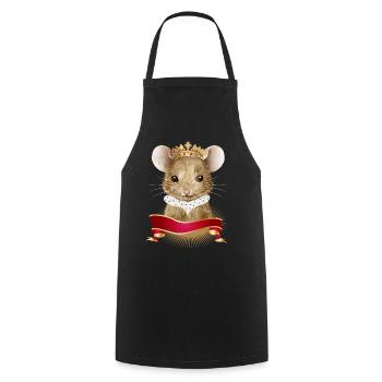 cute mouse with royal crown and ermine collar - Cooking Apron - black - Front - AI Model Male 185 dark (185cm)
