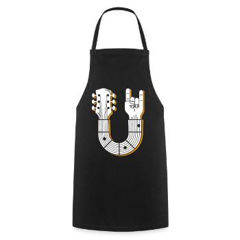 Musical Guitar Hand Sign Illustration - Cooking Apron - black - Front - AI Model Male 185 dark (185cm)