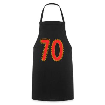 70. 70 JAHRE. 70. JAHRESTAG. 70-JÄHRIGES JUBILÄUM. - Kochschürze - Schwarz - Vorne - AI Model Male 185 dark (185cm)