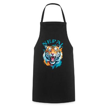Tigre Du Népal - Tablier de cuisine - noir - Devant - AI Model Male 185 dark (185cm)