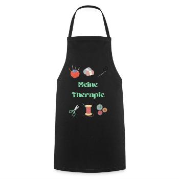 My therapy: crochet & sewing - Cooking Apron - black - Front - AI Model Male 185 dark (185cm)