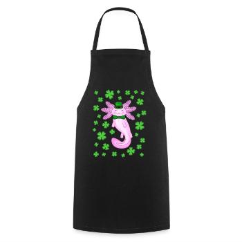 St patricks axolotl pink - Cooking Apron - black - Front - AI Model Male 185 dark (185cm)