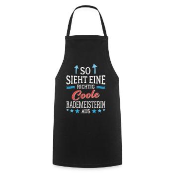 So sieht eine richtig coole Bademeisterin aus - Kochschürze - Schwarz - Vorne - AI Model Male 185 dark (185cm)