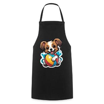 Niedlicher Hund mit Ball Motiv - Kochschürze - Schwarz - Vorne - AI Model Male 185 dark (185cm)