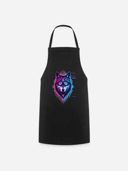 Neon-Wolf Kristallkrone - Kochschürze - Schwarz