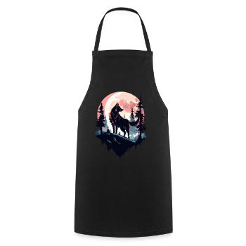 Wolf Moon Night Wolf Head Forest Nature Mountains Wilderness - Cooking Apron - black - Front - AI Model Male 185 dark (185cm)