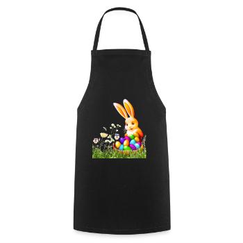 Easter bunny with colorful eggs - Cooking Apron - black - Front - AI Model Male 185 dark (185cm)