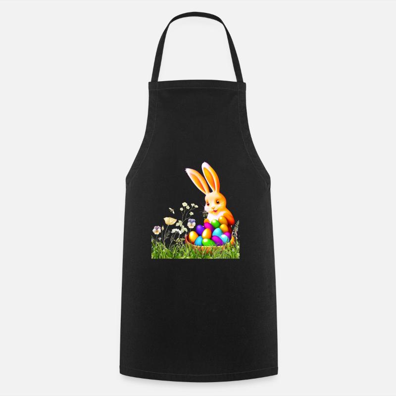 Lapin de Pâques avec des œufs colorés - Tablier de cuisine - noir