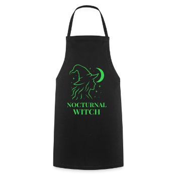 Nocturnal Witch mit Mond und Sternen Grün - Kochschürze - Schwarz - Vorne - AI Model Male 185 dark (185cm)