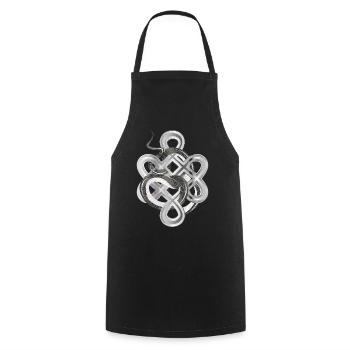 Nœud serpent à l’aspect argenté – mystique et noble - Tablier de cuisine - noir - Devant - AI Model Male 185 dark (185cm)