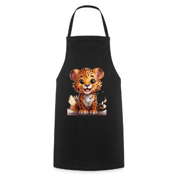 Playful cheetah motif for children - Cooking Apron - black - Front - AI Model Male 185 dark (185cm)
