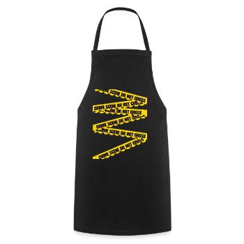 Crime Scene Barrier Tape T-Shirt - Cooking Apron - black - Front - AI Model Male 185 dark (185cm)
