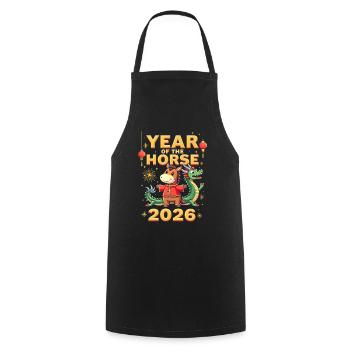 Nouvel An chinois du cheval 2026 - Tablier de cuisine - noir - Devant - AI Model Male 185 dark (185cm)