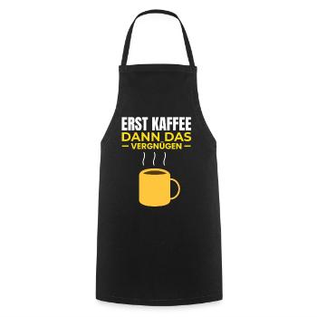 D’abord le café, puis le plaisir - Tablier de cuisine - noir - Devant - AI Model Male 185 dark (185cm)
