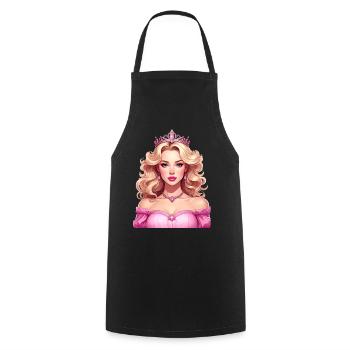Princesse aux cheveux blonds et robe rose - Tablier de cuisine - noir - Devant - AI Model Male 185 dark (185cm)