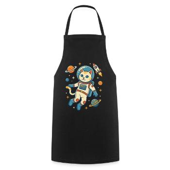 Astronautenkatze im All - Kochschürze - Schwarz - Vorne - AI Model Male 185 dark (185cm)