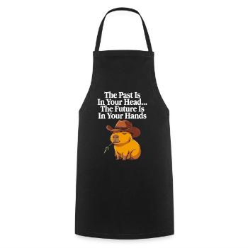 Cowboy Capybara Future - Mème de citation motivationnelle - Tablier de cuisine - noir - Devant - AI Model Male 185 dark (185cm)