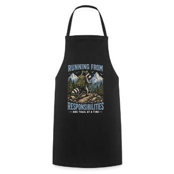 Fuir les responsabilités - Un sentier à la fois - Tablier de cuisine - noir - Devant - AI Model Male 185 dark (185cm)