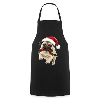Verspielter Weihnachts Mops - Kochschürze - Schwarz - Vorne - AI Model Male 185 dark (185cm)