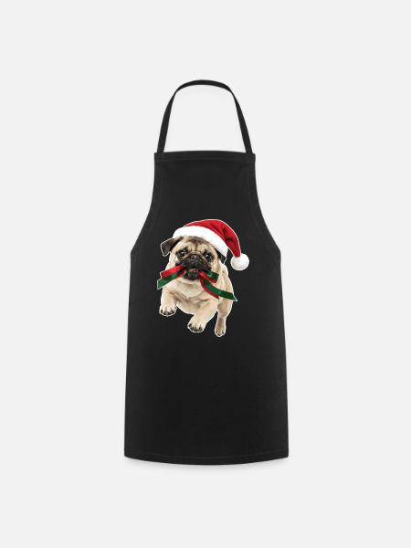 Verspielter Weihnachts Mops - Kochschürze - Schwarz