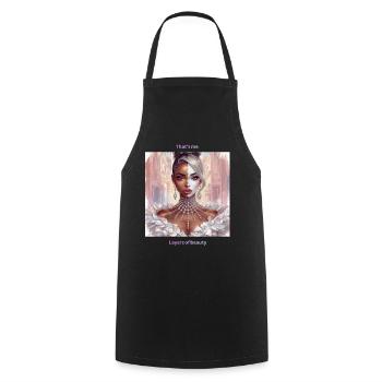 Glamour Split Portrait Crystals - Cooking Apron - black - Front - AI Model Male 185 dark (185cm)