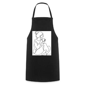 Art de lignes de la pause café - Tablier de cuisine - noir - Devant - AI Model Male 185 dark (185cm)