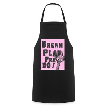 Plan de rêve, prie, fais la Croix Rose - Tablier de cuisine - noir - Devant - AI Model Male 185 dark (185cm)