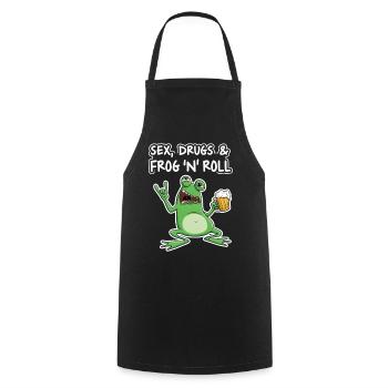 Sex Drugs and Frog N' Roll - Cooking Apron - black - Front - AI Model Male 185 dark (185cm)