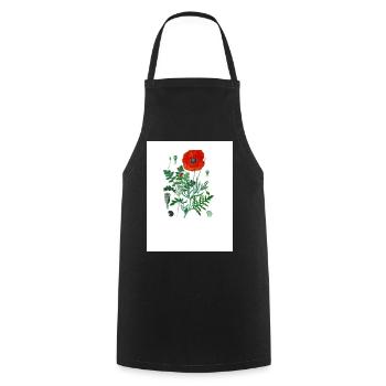 Red poppy in botanical illustration - Cooking Apron - black - Front - AI Model Male 185 dark (185cm)
