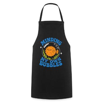 Minding My Own Bubbles Puffer Fish - Cooking Apron - black - Front - AI Model Male 185 dark (185cm)
