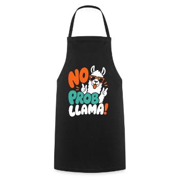 Lama mit Peace-Zeichen – No Prob Llama - Kochschürze - Schwarz - Vorne - AI Model Male 185 dark (185cm)