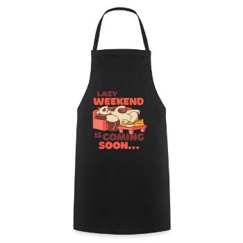 Lazy Weekend, Panda Sloth on Sofa, Relax - Cooking Apron - black - Front - AI Model Male 185 dark (185cm)