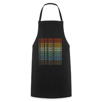J’adore mes perruches folles Perruches Perruche - Tablier de cuisine - noir - Devant - AI Model Male 185 dark (185cm)