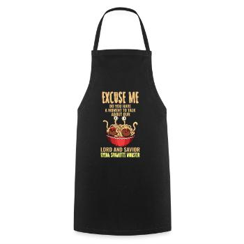 Fliegendes Spaghettimonster FSM Pastafari Pastafar - Kochschürze - Schwarz - Vorne - AI Model Male 185 dark (185cm)